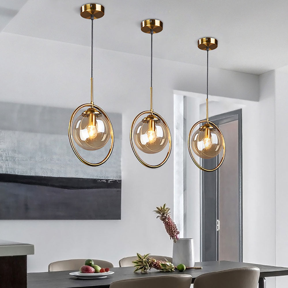 Vintage Glas-Globus Pendelleuchten