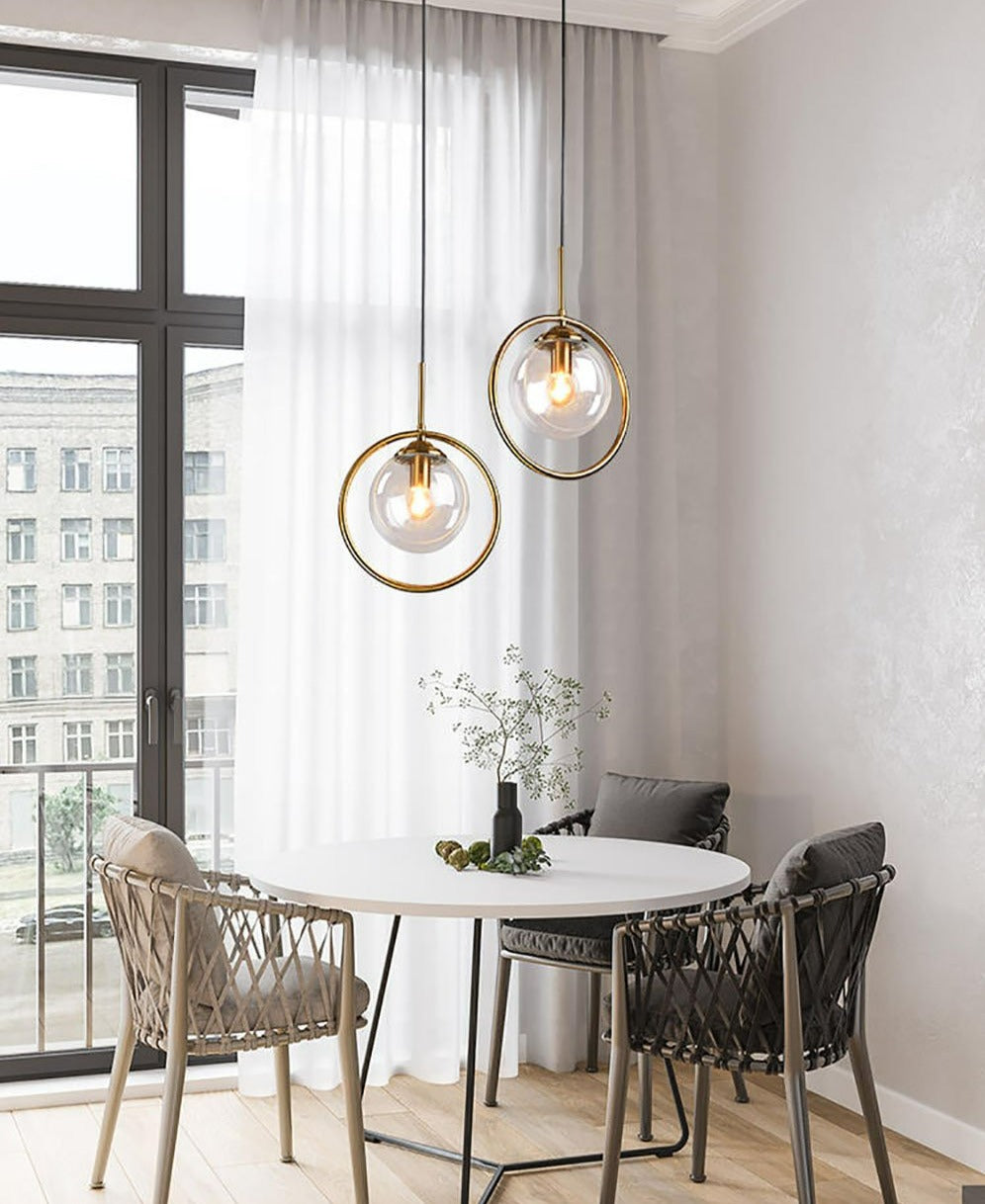 Vintage Glas-Globus Pendelleuchten