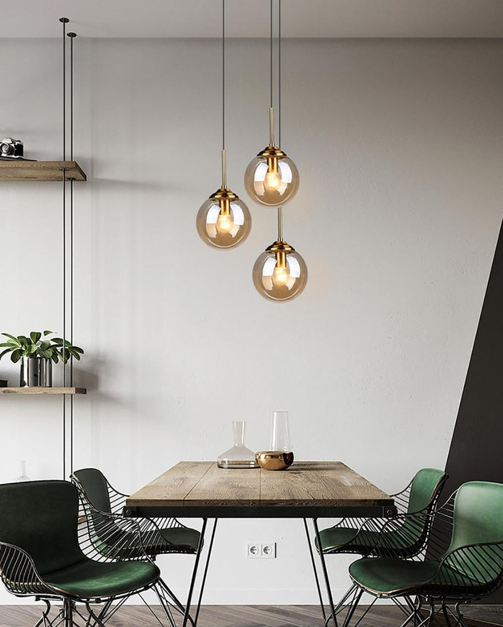 Vintage Glas-Globus Pendelleuchten