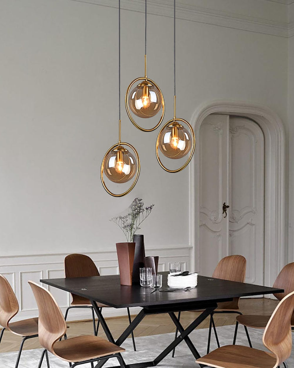 Vintage Glas-Globus Pendelleuchten