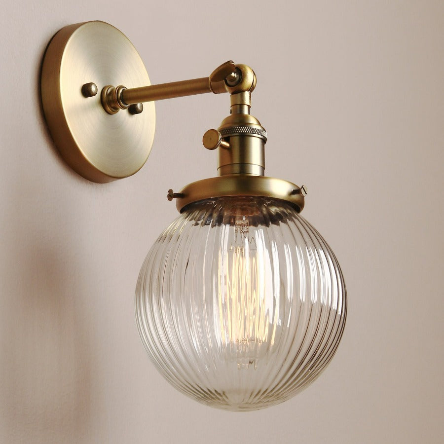 Texturierte Glas-Globus-Wandlampe