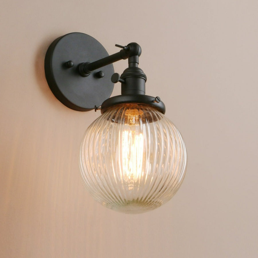 Texturierte Glas-Globus-Wandlampe