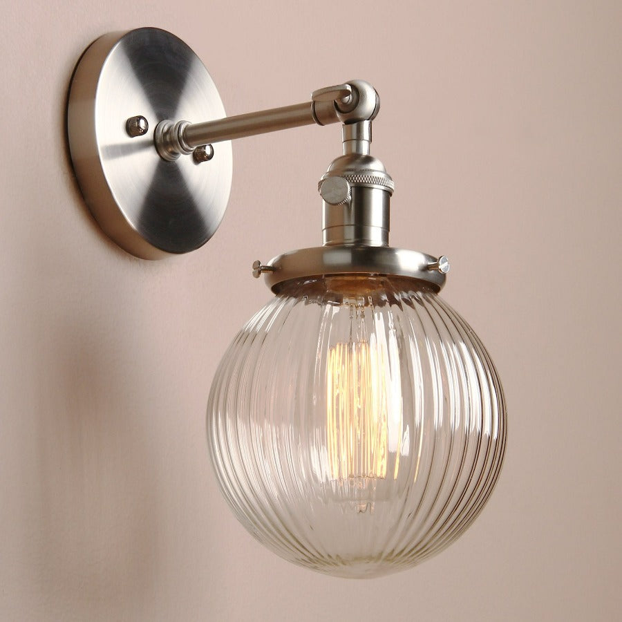 Texturierte Glas-Globus-Wandlampe