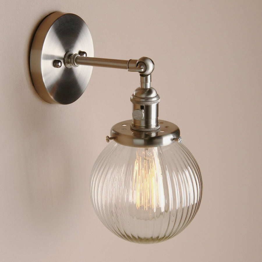 Texturierte Glas-Globus-Wandlampe