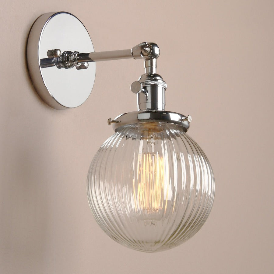 Texturierte Glas-Globus-Wandlampe