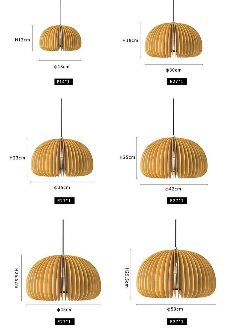 Handgefertigte Japanische Holz Pendelleuchte