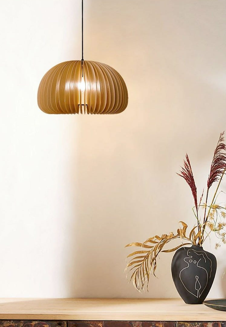 Handgefertigte Japanische Holz Pendelleuchte