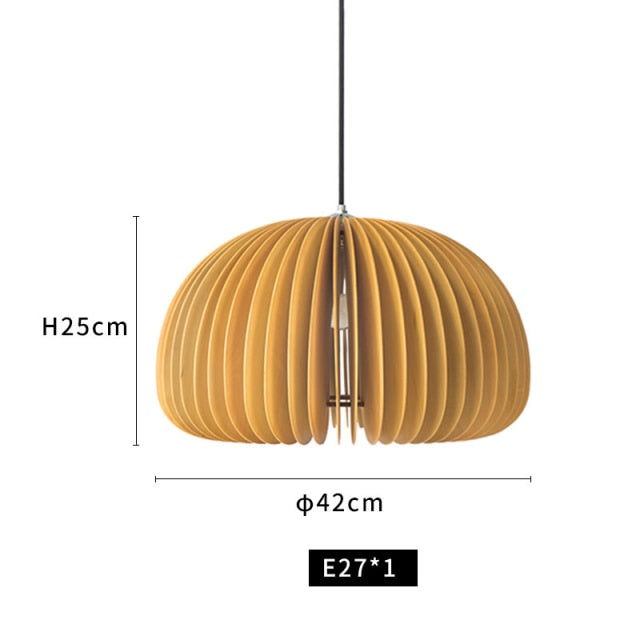 Handgefertigte Japanische Holz Pendelleuchte