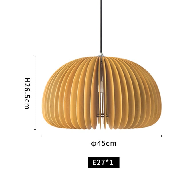 Handgefertigte Japanische Holz Pendelleuchte