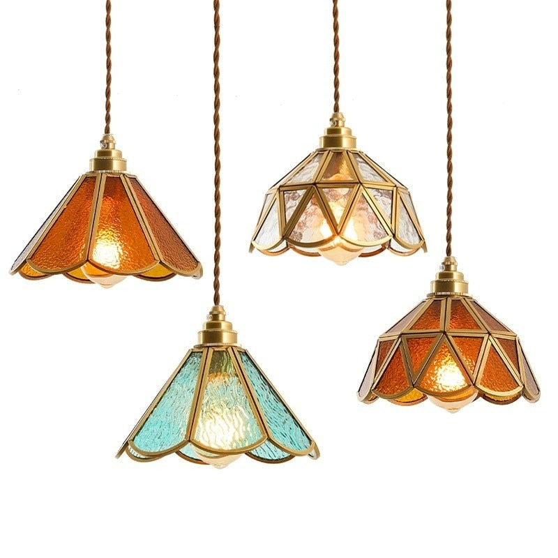 Vintage Buntglas Pendelleuchten