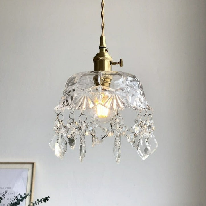 Vintage Glas Kristall Pendelleuchte