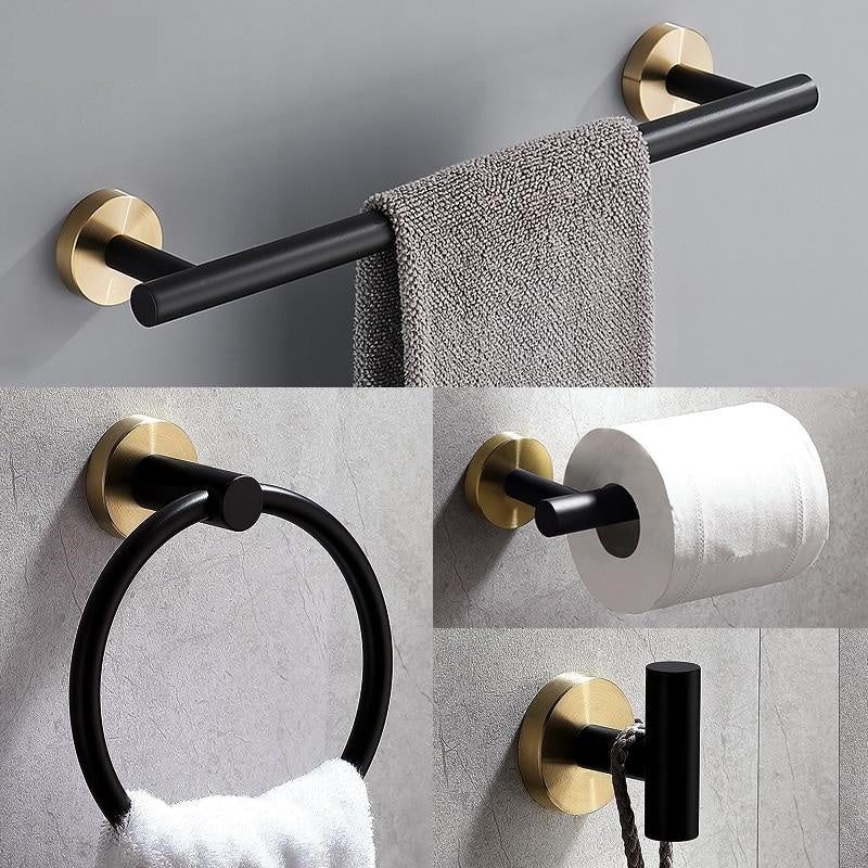 Schwarz & Gold Badezimmerzubehör Set