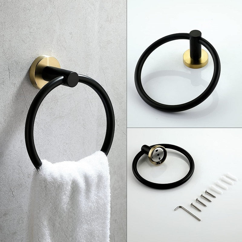 Schwarz & Gold Badezimmerzubehör Set