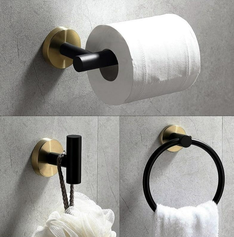 Schwarz & Gold Badezimmerzubehör Set