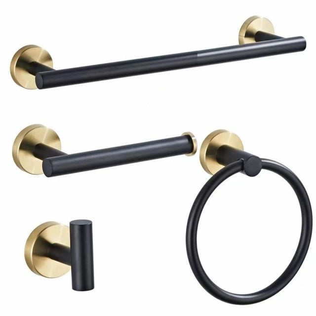 Schwarz & Gold Badezimmerzubehör Set
