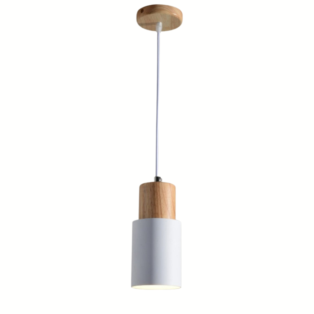 Bunte Nordische Pendelleuchte mit Holzbasis