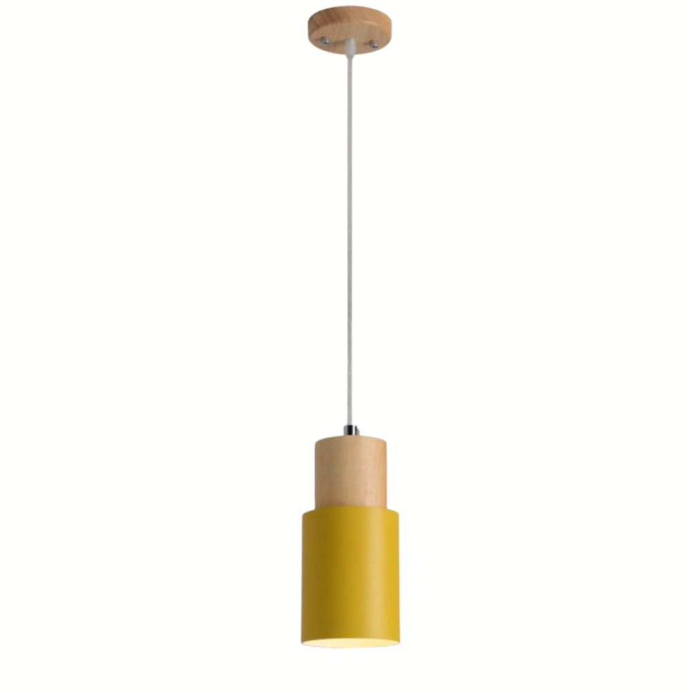 Bunte Nordische Pendelleuchte mit Holzbasis